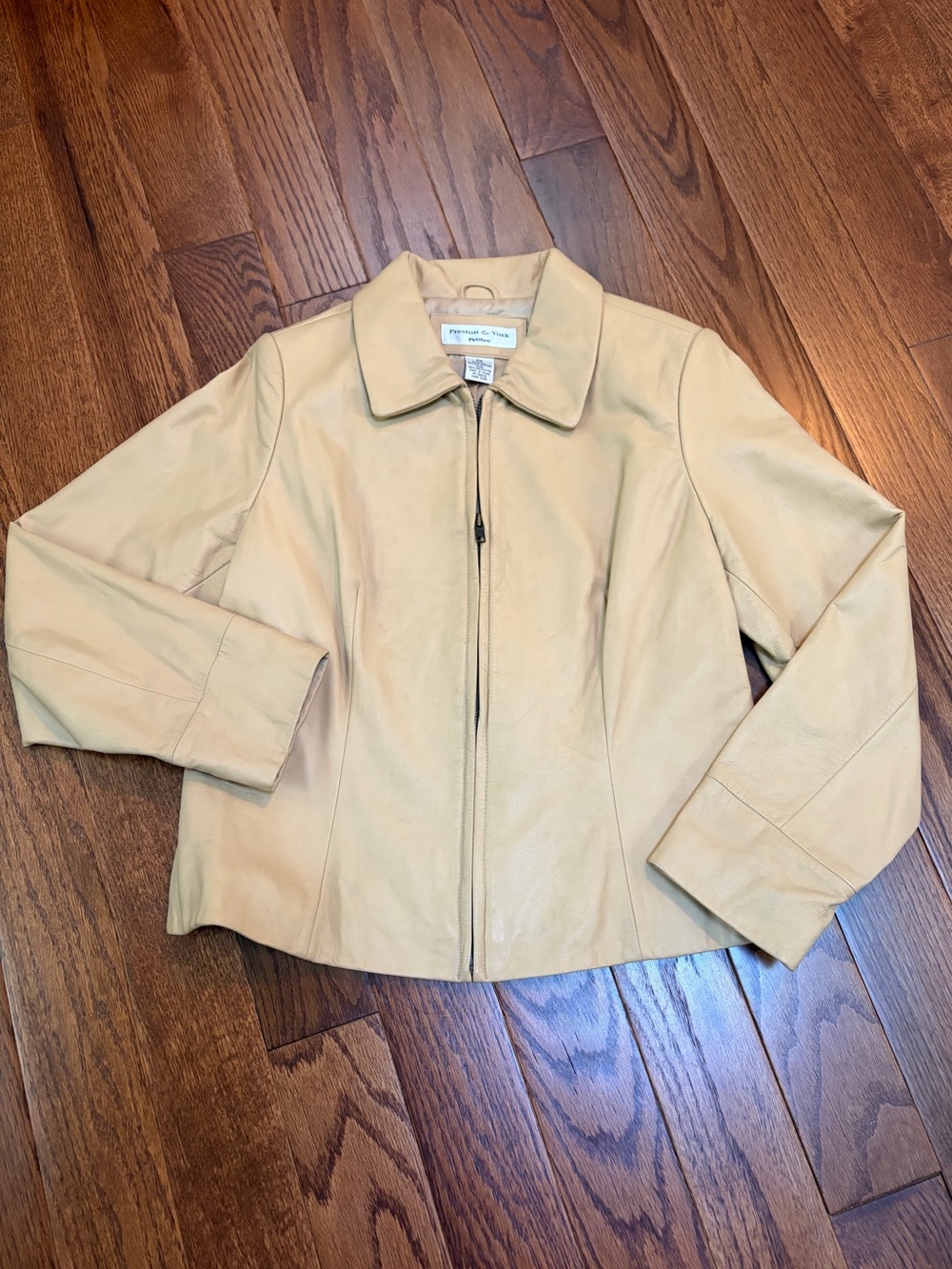 Preston & York Petites Genuine Tan Leather Full-Zip Jacket PM